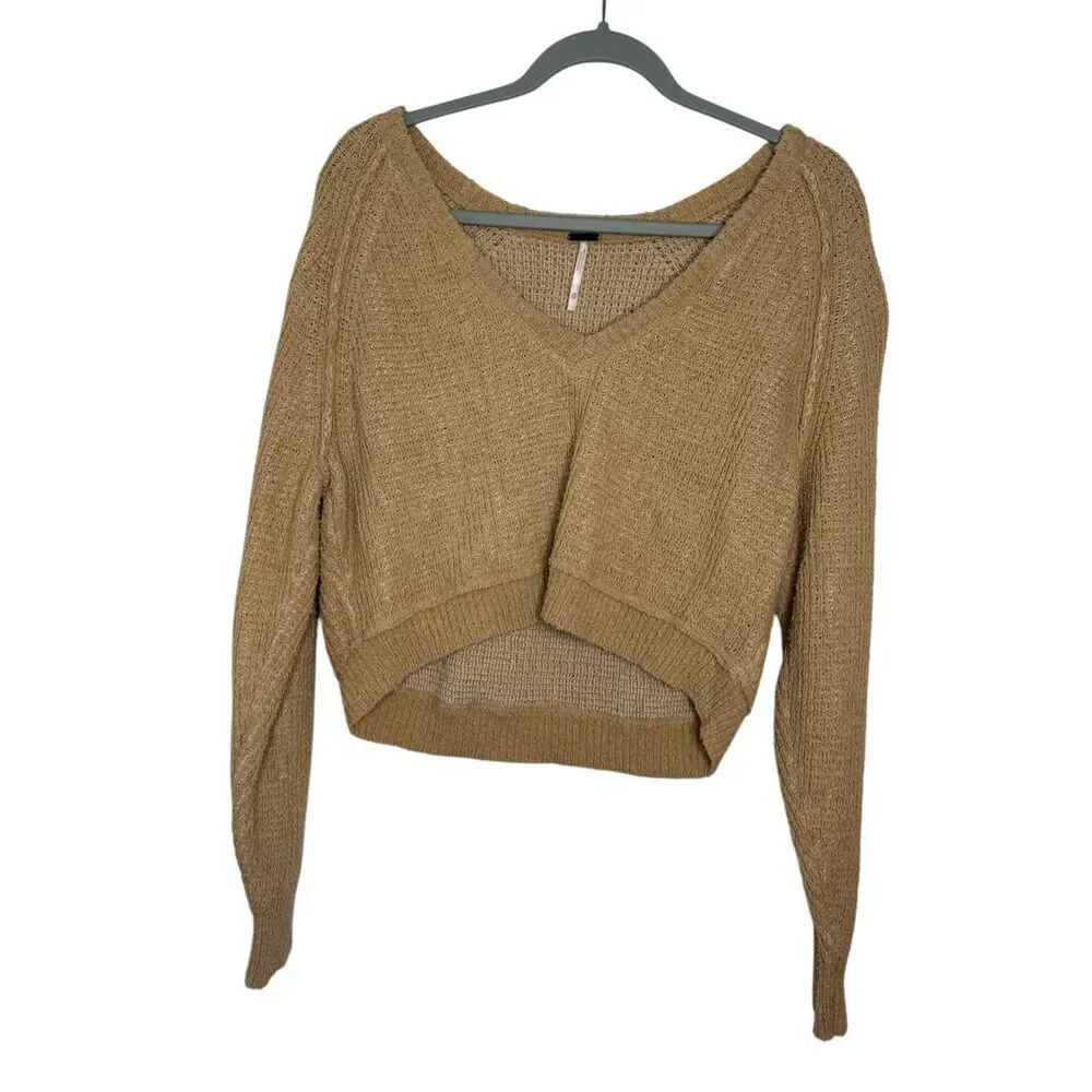 Free People‎ High-Low V-Neck Sweater in Camel Size XS